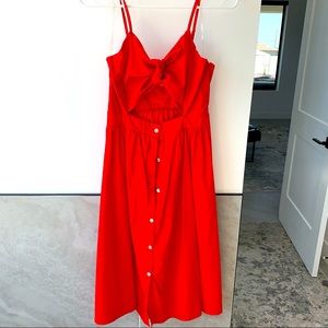 Gianni Bini red bow tie bra top midi dress